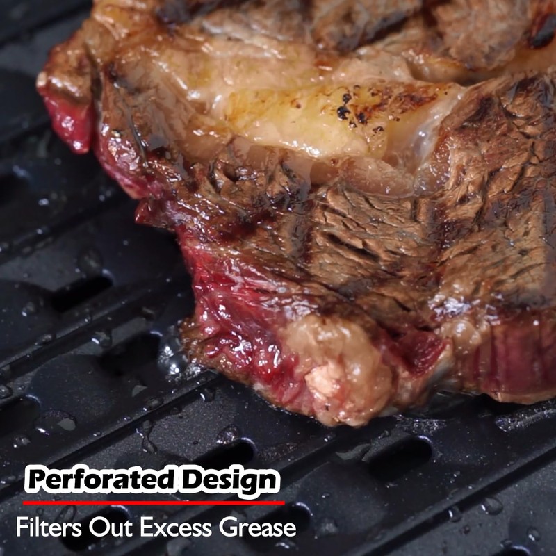 Cusimax Non-stick Perforated Grill Pan, Stove Top Grill Plate, Cast