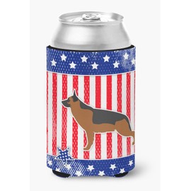 Caroline's Treasures BB3324CC USA Patriotic German Shepherd Can or Bottle Hugger Cooler Washable Drink Sleeve Collapsible Beverage Insulated Holder, Can Hugger, Multicolor
