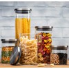Set of 5 Glass Kitchen Canisters with Airtight Stainless-Steel Lid