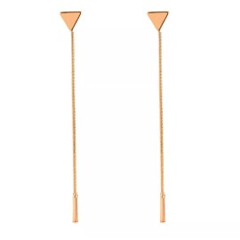 LINEL Gold Triangle Chain Dangle Earrings 3" Drop Statement