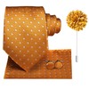 Hi-Tie Mens Tie Pocket Square Set Cufflinks Lapel Pin Silk