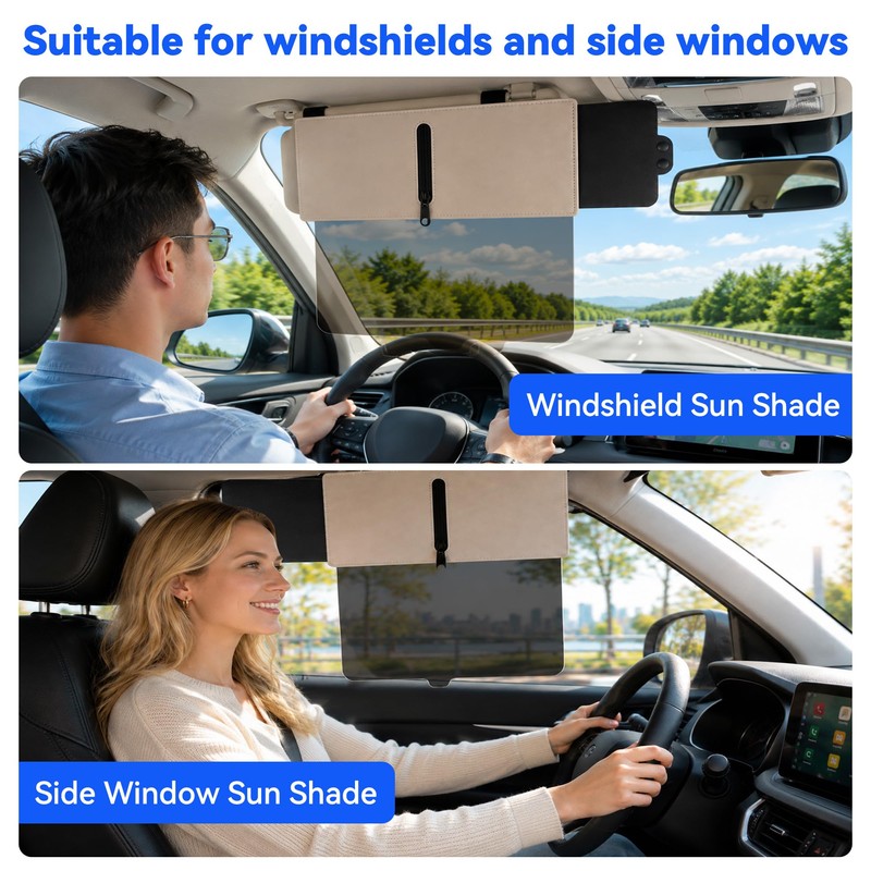 ALILUSSO Upgraded Anti-Glare Sun Visor Extender for Cars, Polarized UV400