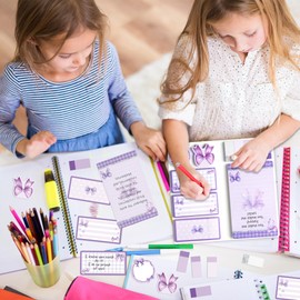 Xqumoi Coquette Purple Bow Sticky Notes Set - I’m Just A Girl Self-Stick Note Pads Bowknot Notepads Writing Memo Pad Page Marker Bookmarker Preppy Girly Stuff Back to School Office Supplies Gift