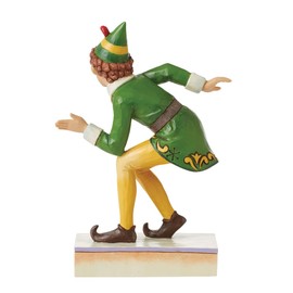 Enesco Elf by Jim Shore Buddy Smiling in Crouching Pose Figurine, 5.63 Inch, Multicolor