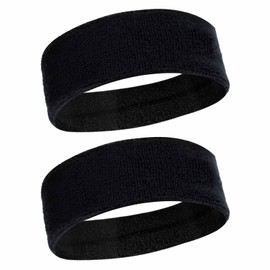 Elastic Sports Headband 2Pack Unisex High Absorption Sweat Band Hair Band for Running, Fitness, Tennis & Outdoor Activities