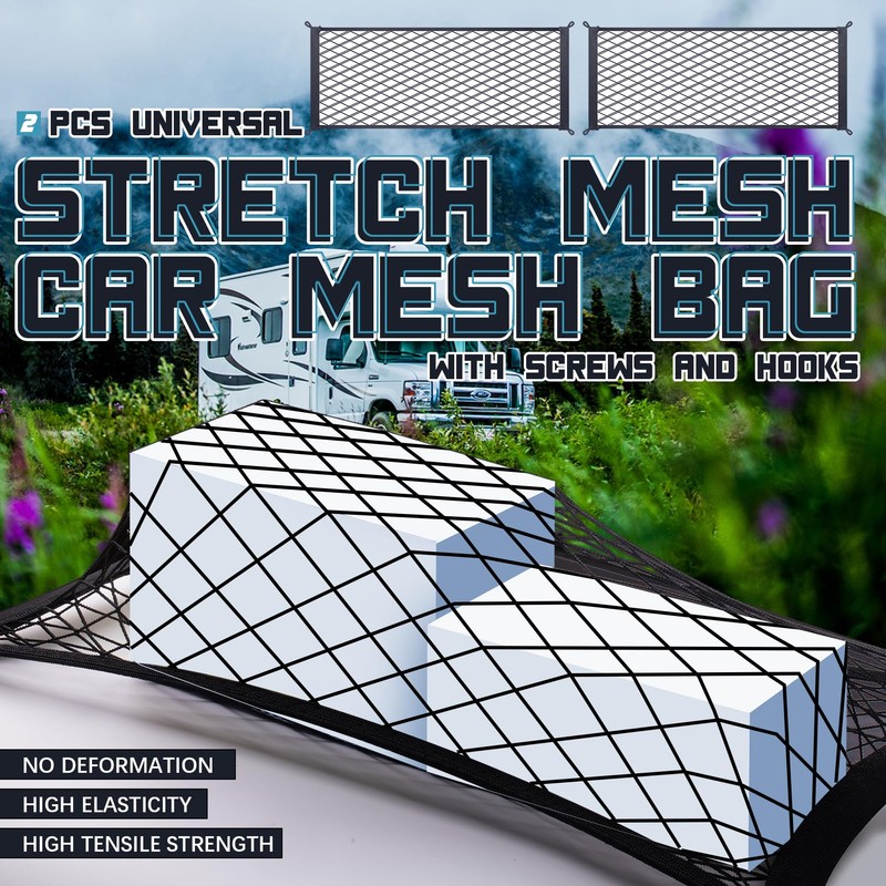 MWMNUN 2 Pcs Universal Stretch Mesh Car Mesh Bag with