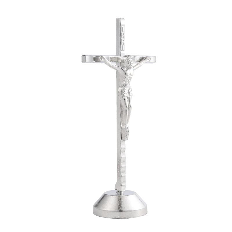 Imerance Crucifix Wall Cross Small Metal Slender Catholic Crosses Silver