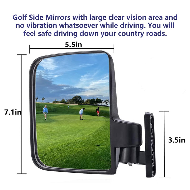 YGOLF Golf Cart Side Mirrors (Black+White)