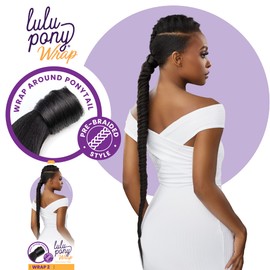 Sensationnel Lulu pony wrap hairextensions- 2 high heat synthetic yaki pony tail or up do hair wig piece (SM2/30)