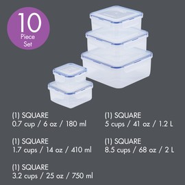 LocknLock Food Storage Container Set, 10 Piece, Clear