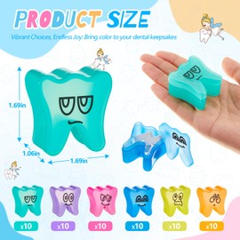 Beeveer 60 Pcs Colorful Tooth Saver Box for Kids Boys Girls Plastic Lost Fairy Tooth Holder Bulk Keepsake for School Classroom Dentist Baby Teeth Party Favor Bag Fillers, 6 Colors, 1.69*1.69*1.06 Inch