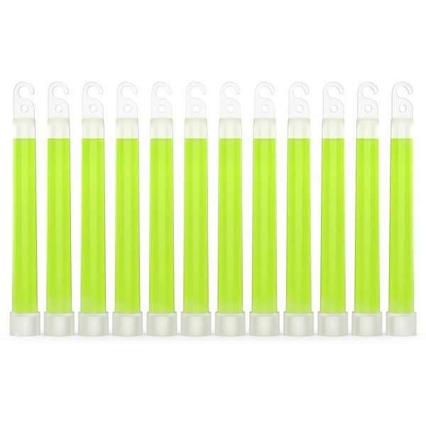 Swiss Safe Premium 6" Glow Sticks - Extra Bright, 12+ Hour Duration, Emergency Ready (Green 12-Pack)