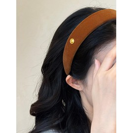 PLwelth Velvet Padded Headband for Women Girls Brown Vintage Hairband No Slip Wide Headband for Thin Thick Hair Cute Flocking Headband Fashion Hair Accessories for Party Decoration Stocking Stuffer