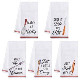 R HORSE 5Pcs Kitchen Dish Towel Funny Cookware Kitchen Dishcloth Absorbent Utensils Themed Cleaning Dishcloth Bar Hand Towel Gift for Baking Lover Mom Women Housewarming New Home