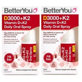 BetterYou Vitamina D3000+K2 Spray Oral para Huesos Saludables y Sistema Inmunológico *2 PK*