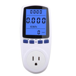 Home Electricity Usage Monitor, LCD Display Power Meter Plug Power Consumption Monitor Home Energy Watt Voltage Amps KWH Consumption Analyzer, Overload, White