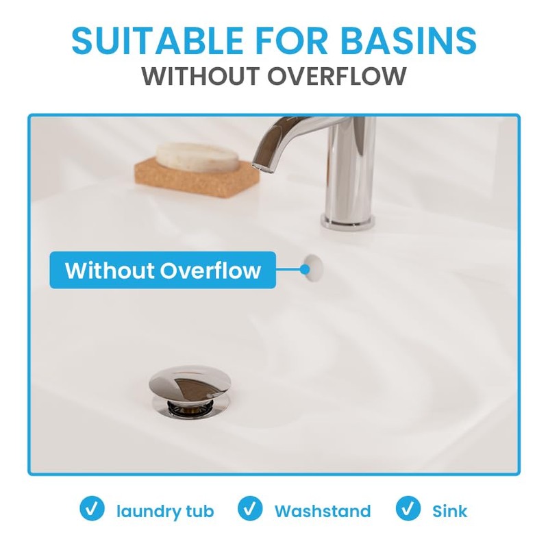 Bächlein Universal Drain Set Without Overflow (Chrome) - Brass Drain