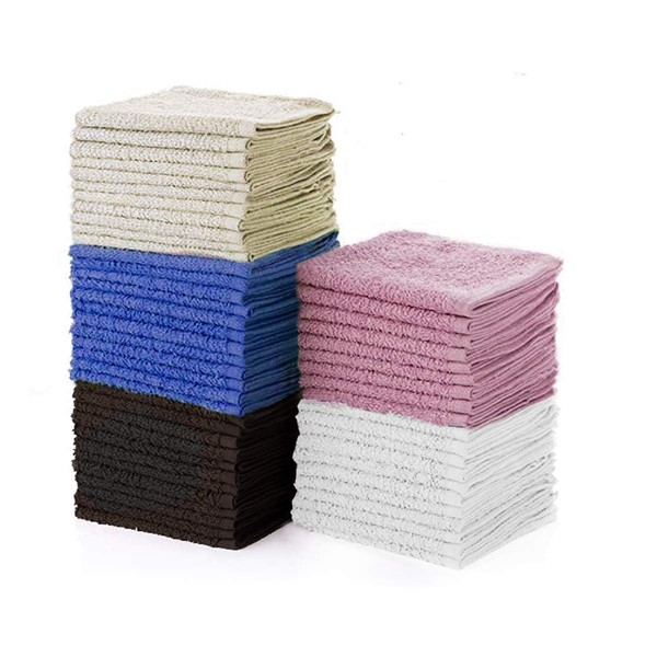 Simpli-Magic 79264 Cotton Washcloths, Size: 12”x12”, Multi Color, 60 Pack