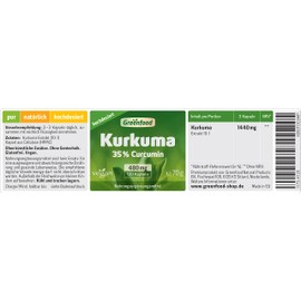 Turmeric Root Extract (10:1), 480 mg, 120 Capsules, High Dose, No Artificial Additives, No Genetic Engineering, Vegi Capsules, Vegan.