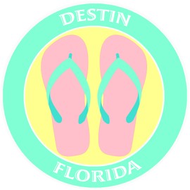 Athena Brands Flip Flops Destin Florida - Car Truck Window Bumper Graphics Sticker Decal - Sea Grass Green