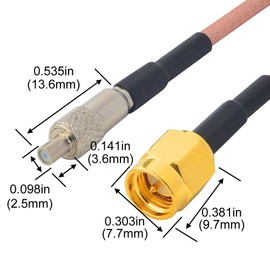 Boobrie SMA to TS9 Coaxial Cable RF Coax Adapter Cable SMA Male to TS9 Female Straight Connector Jumper Cable RG316 Extension Cable Low Loss Antenna Cable 5.9 Inch Pack of 2