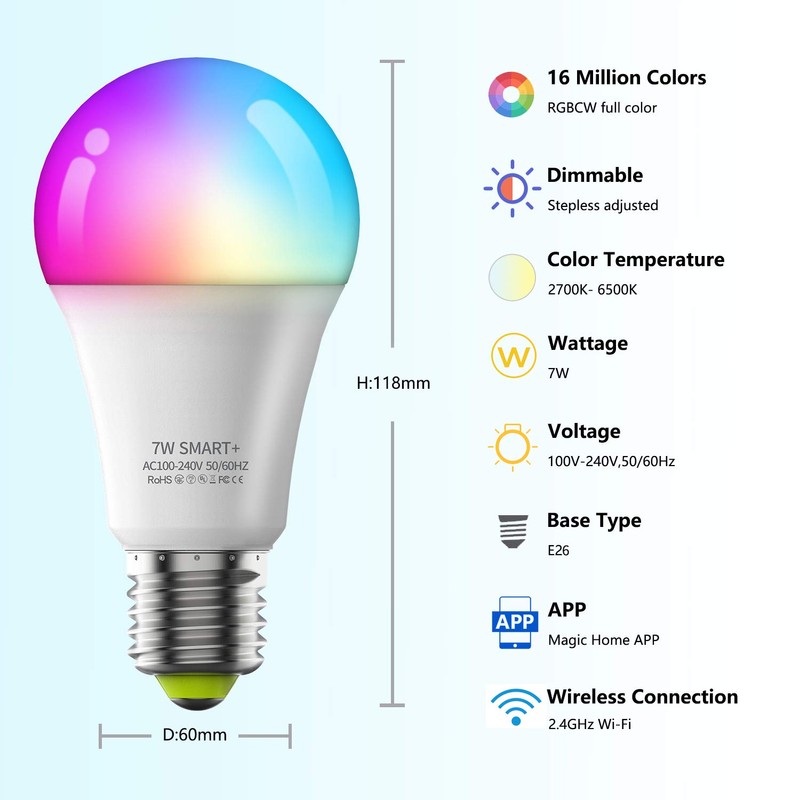 Vanance Smart Light Bulbs 4Pack, WiFi & Bluetooth 5.0, App