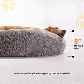 URGVANZ PET Dog Beds for Large Dogs, Calming Donut Dog Bed, Round Fluffy Dog Beds, Plush Pet Bed for Dogs Up to 80Lbs, 34inch