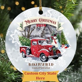 Custom Christmas Ornaments Gift Bakersfield CA Keepsake Houswarming Home Town Ornament 2024
