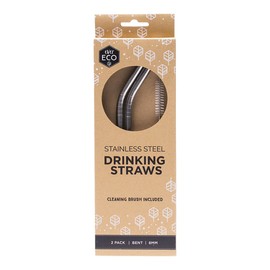 Ever Eco Stainless Steel Drinking Straws, Bent 2 Pack