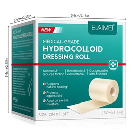 5cm x 3.6m Hydrocolloid Dressing Roll, Cuttable & Multi-Purpose, Acne Patches, Heel Bandages, Advanced Wound Care, Hydrocolloid Bandages, Healthcare