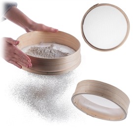 KADAX Flour Sieve 23 cm for Fine Sieving of Flour, Icing Sugar and Other Baking Ingredients, Kitchen Sieve, Fine Mesh Sieve, Icing Sugar Sieve, Baking Accessories (Wood)