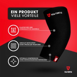 VIA FORTIS Elbow Support - Supports Elbow Joint & Muscles (Unisex) - for Tendonitis - Arthritis - Tennis Elbow Bandage - Golf Arm