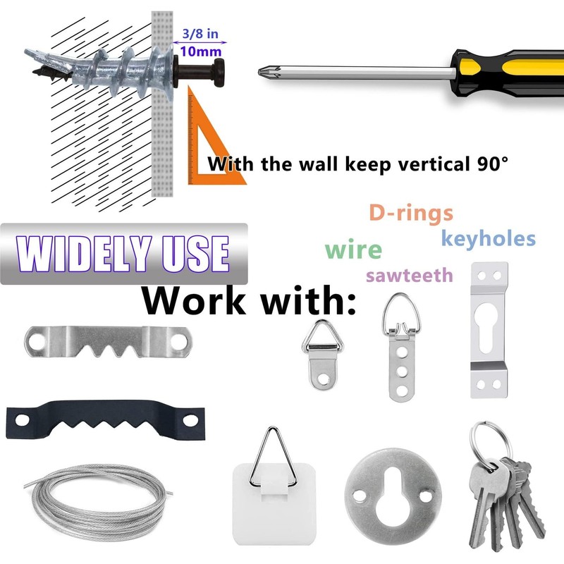 Ansoon Self-Drilling Drywall Zinc Anchors with Screws Kit - 25