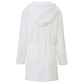 CelinaTex Women's Bathrobe Short or Long, XS-XL, Micro Flannel Dressing Gown with Hood, Sauna Gown with Zip (Famous) - Weiß Kurzer Schnitt, size: m