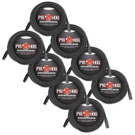 Pig Hog PHM25 25' ft XLR 8mm Tour Grade Mic Cable (8-Pack)