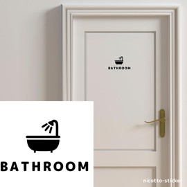 [nicotto] BATHROOM Room Sign Door Sticker, Bedroom, Bedroom, Sticker, Stylish, Cute, Cut, Cutting Sheet, 3.0 x 5.1 inches (7.6 x 13 cm), Indoor (Black)