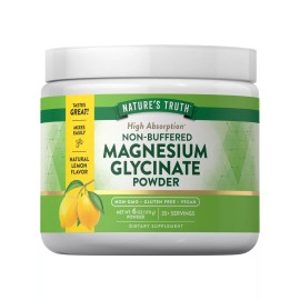 Nature's Truth Magnesium Glycinate Powder 6 oz | Lemon Flavor | Vegan | by Nature's Truth