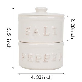 Vintage Ceramic Salt and Pepper Shaker Set Condiments Cellar Stacking Bowls With Lid