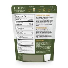 FILLO’S Cuban Black Beans, 6 count, Ready to Eat Sofrito & Beans, Made with Fresh Vegetables, Non-GMO, Plant Protein, Vegan, Microwave Meals, Seasoned Beans