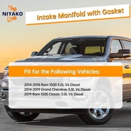 Niyako Intake Manifold with Gasket w/o Control Valve Replacement# 68492577AA 68211167AA 68211167AB 68211167AC Fit 2014-2019 Grand Cherokee Ram 1500 6 Cylinder 3.0L