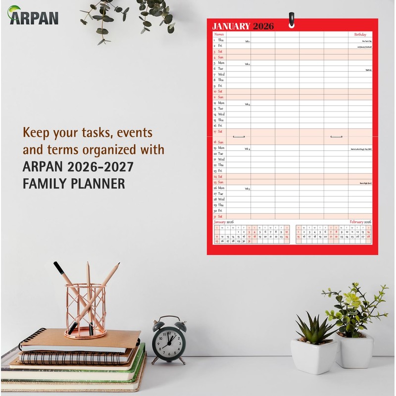 2026 One Month to View Monthly Planner Calendar Wall Hanging