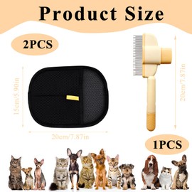 3 Pack Petlova Sweep Gloves, 2 Static Removal Gloves Pet Hair with a Flea Comb for Cats, Electrostatic Pet Hair Remover Glove for Daily Grooming, Bathing and Bonding with Pets, 15x20cm