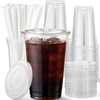 AOZITA 16 oz Plastic Cups with Lids and Straws, 50