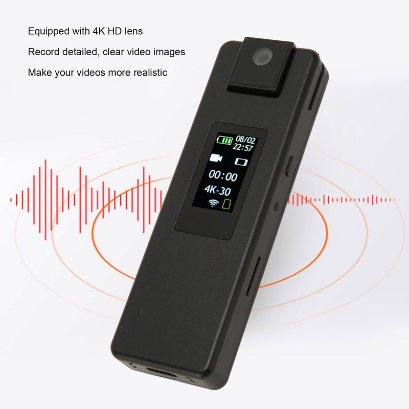 Body Worn Camera Wireless WiFi 4K Motion Monitoring Function Large