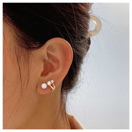 Cimenexe Vintage Pearl Ear Jacket Earrings Pearl Needle Claw Earrings Rhinestone Wrap Stud Earrings Crystal Wrap Earrings Wedding Cz Earrings Jewelry for Women and Girls Gifts