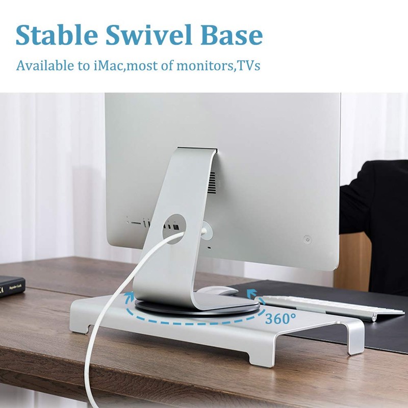 ONGHSD Silver Aluminum Alloy 360° Rotation Monitor Swivel Base, Wide