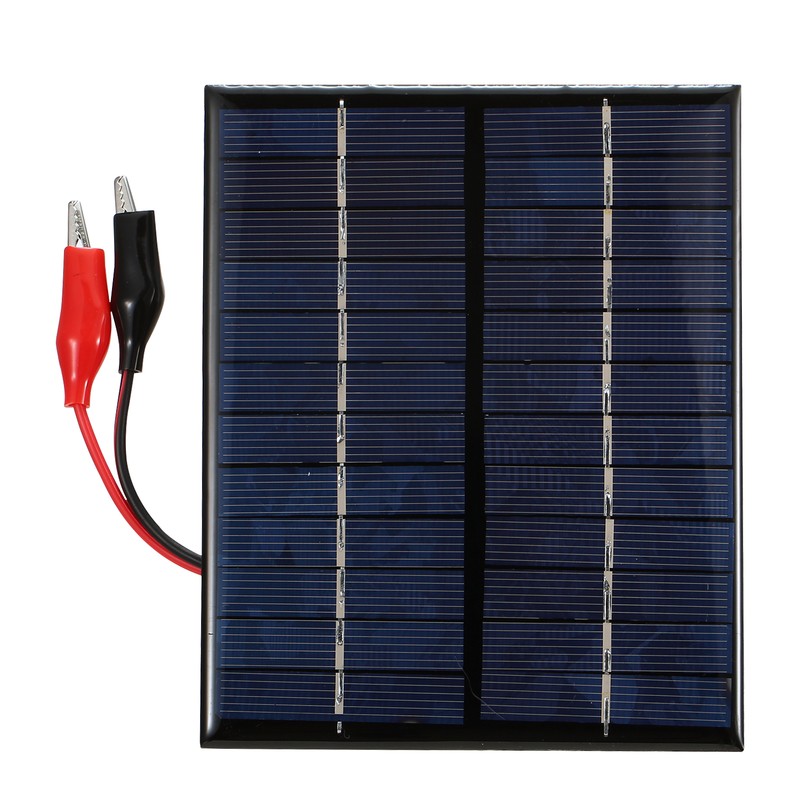 2W 12V Solar Panel with Clips Polycrystalline Silicon Solar Cell