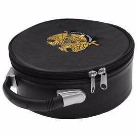 Generic Masonic Scottish Rite Double-Eagle 32 Degrees Hat/Cap Case Black leather, big, Blue