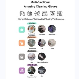 Yinceber Silicone Dishwashing Gloves, Pet Grooming Rubber Scrubbing Gloves for Dishes,Sponge Wash Cleaning Glove with Scrubbers for Housework, Bathroom, Kitchen, Car, Pets. 1Pair (13.6" Large)