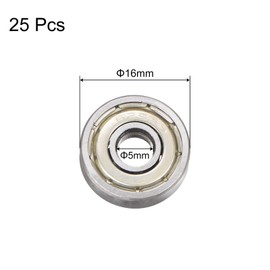 QUARKZMAN Pack of 25 625ZZ Deep Groove Ball Bearings 5 mm Bore 16 mm AD 5 mm Thick Carbon Fabric Steel Double Shielded ABEC3 Z1 Bearing for Engines